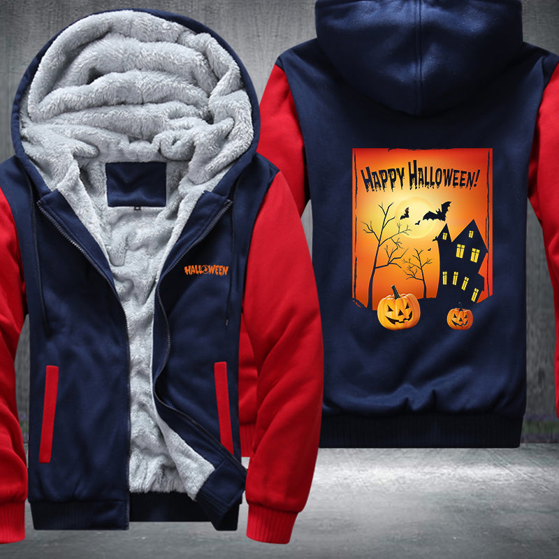 Halloween Pumpkin House Fleece Hoodies Jacket