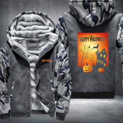 Halloween Pumpkin House Fleece Hoodies Jacket