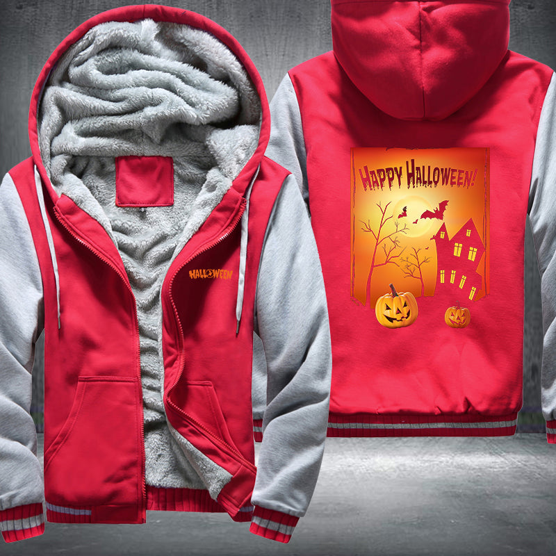 Halloween Pumpkin House Fleece Hoodies Jacket
