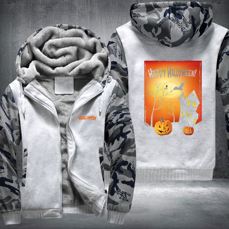 Halloween Pumpkin House Fleece Hoodies Jacket