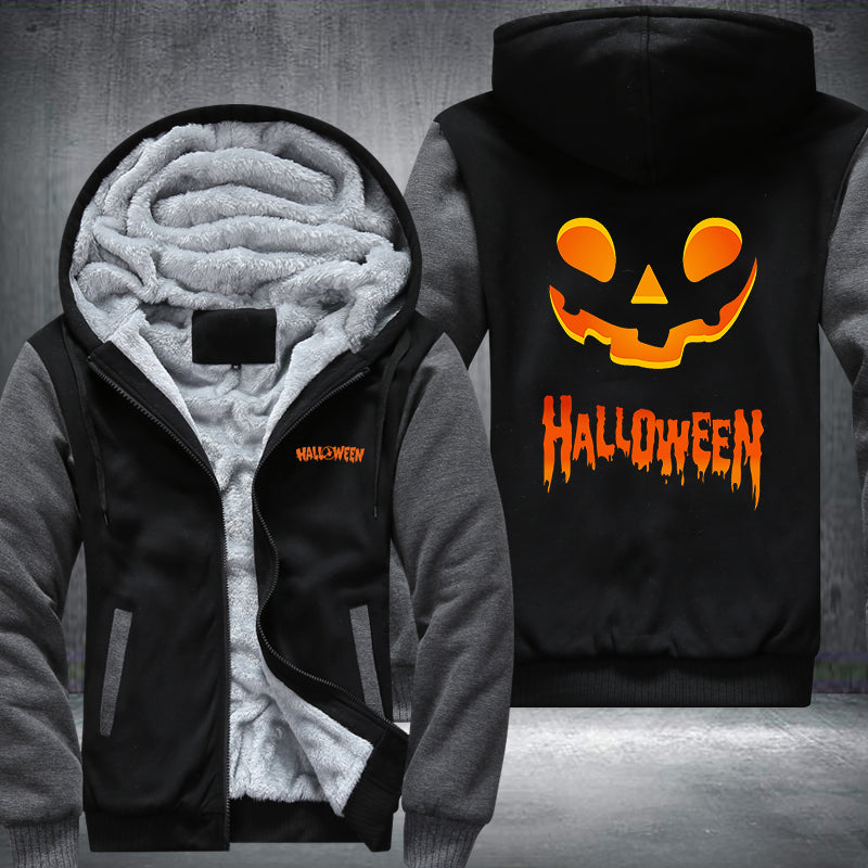 Halloween Scary Smile Pumpkin Fleece Hoodies Jacket