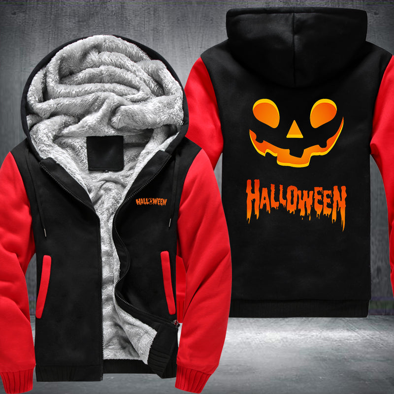 Halloween Scary Smile Pumpkin Fleece Hoodies Jacket