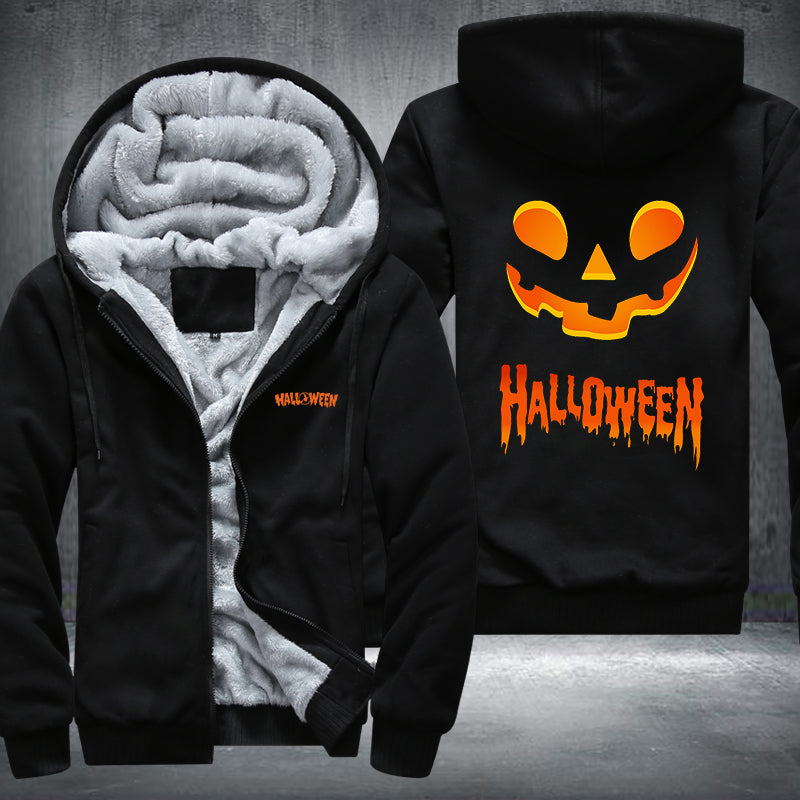 Halloween Scary Smile Pumpkin Fleece Hoodies Jacket