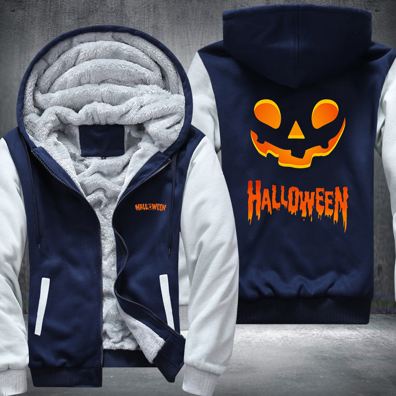 Halloween Scary Smile Pumpkin Fleece Hoodies Jacket