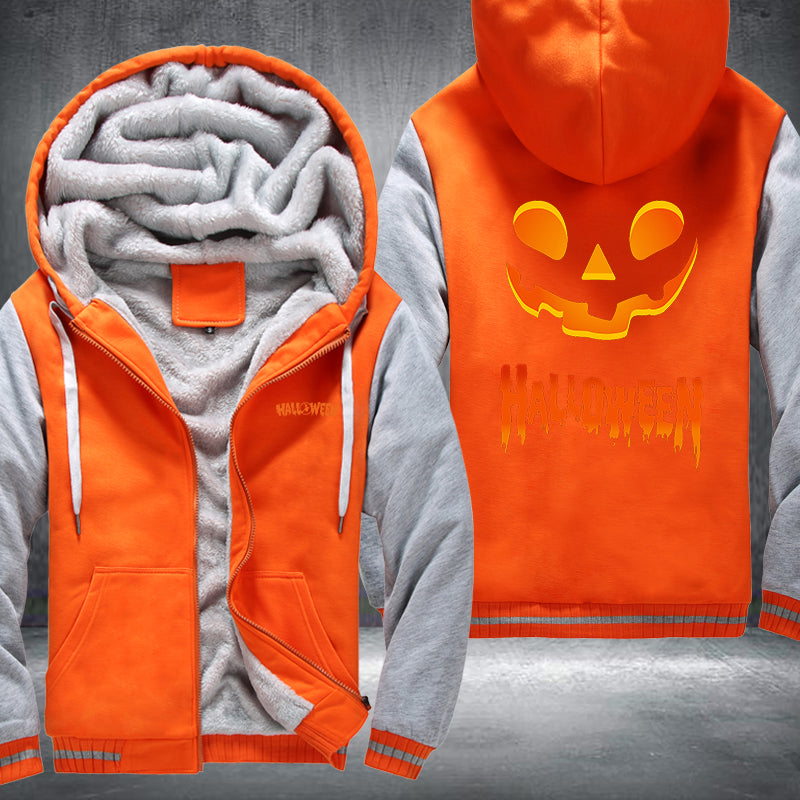 Halloween Scary Smile Pumpkin Fleece Hoodies Jacket