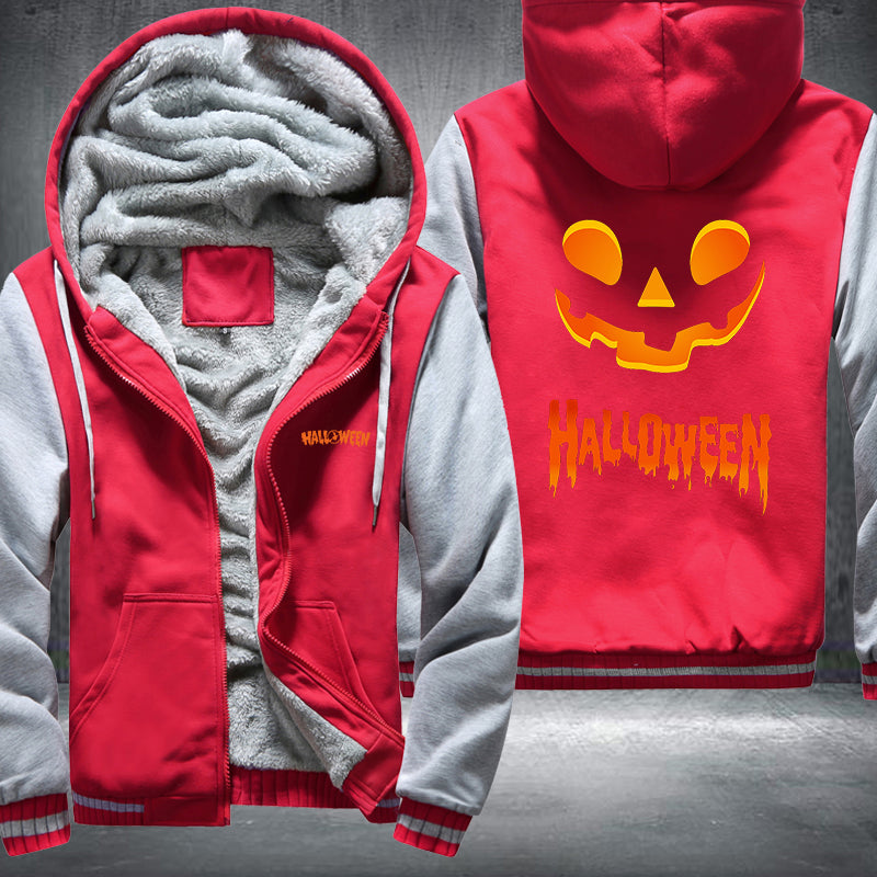 Halloween Scary Smile Pumpkin Fleece Hoodies Jacket