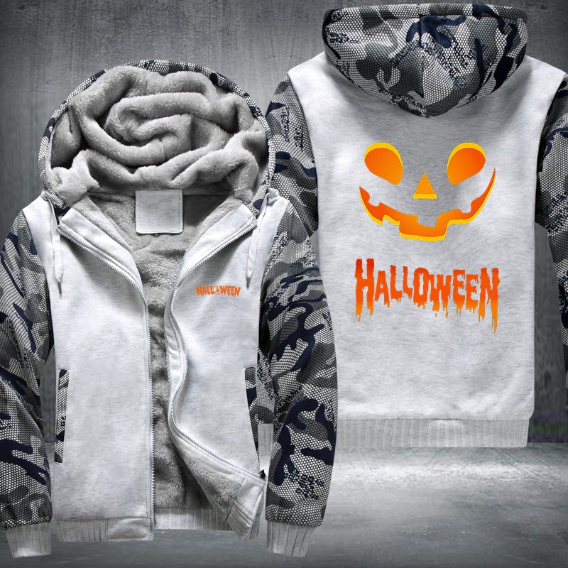 Halloween Scary Smile Pumpkin Fleece Hoodies Jacket