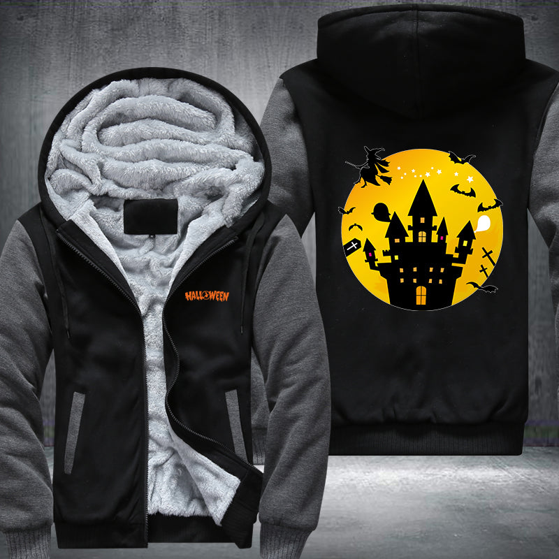 Halloween Scary Castle Fleece Hoodies Jacket