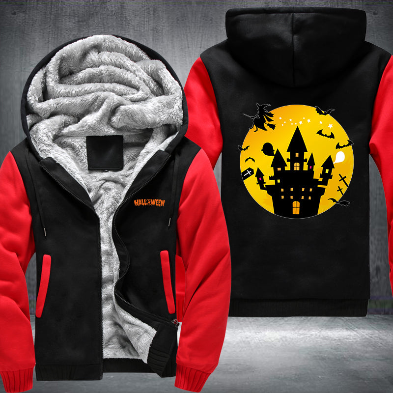Halloween Scary Castle Fleece Hoodies Jacket