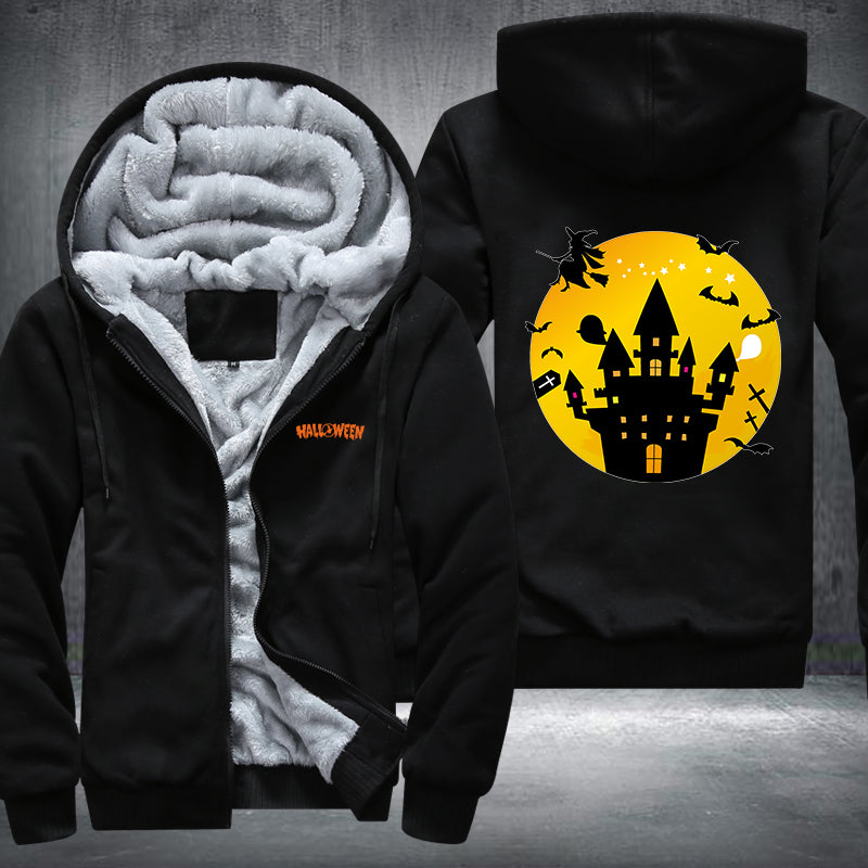 Halloween Scary Castle Fleece Hoodies Jacket