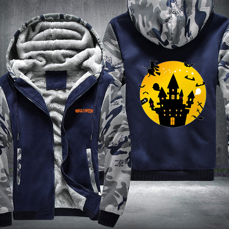 Halloween Scary Castle Fleece Hoodies Jacket