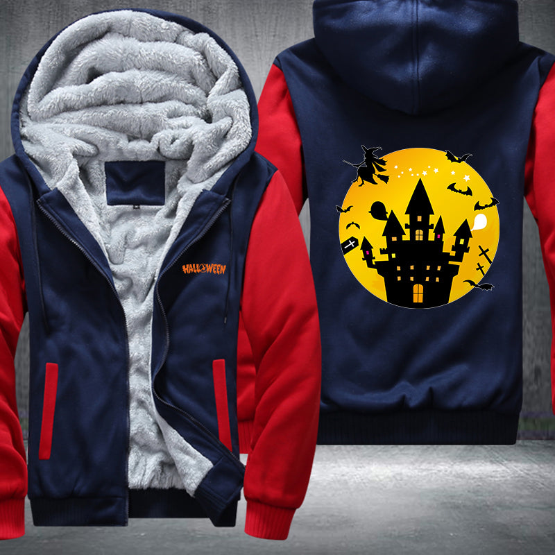 Halloween Scary Castle Fleece Hoodies Jacket