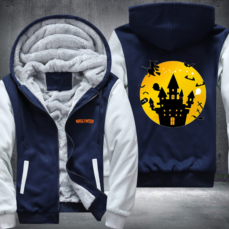 Halloween Scary Castle Fleece Hoodies Jacket