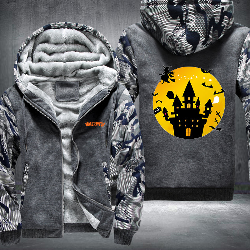 Halloween Scary Castle Fleece Hoodies Jacket