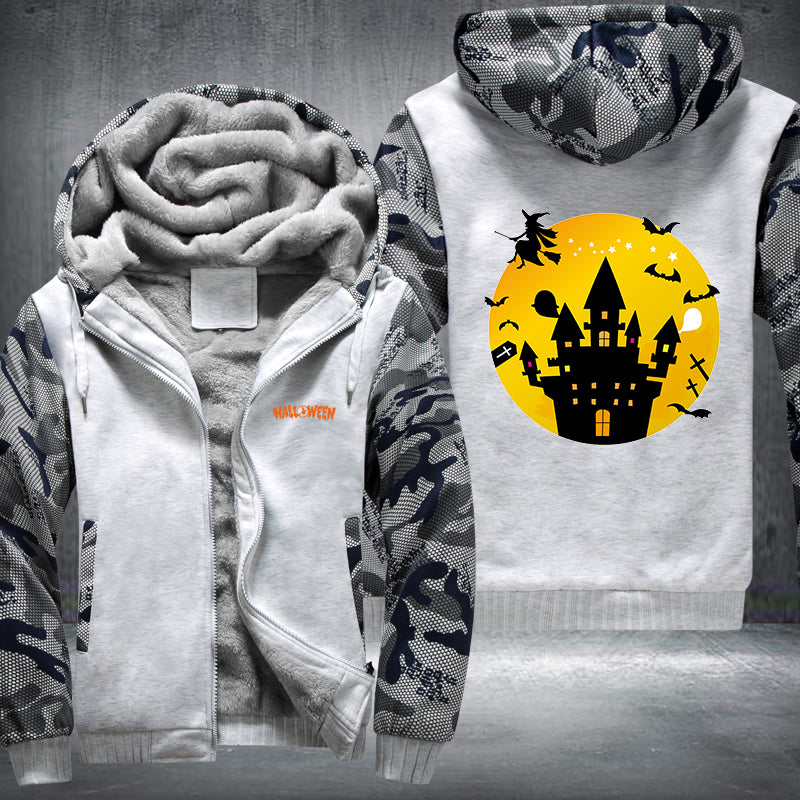 Halloween Scary Castle Fleece Hoodies Jacket