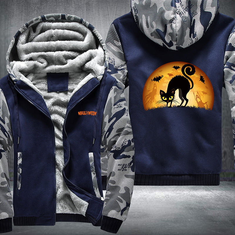 Halloween Black Cat Fleece Hoodies Jacket