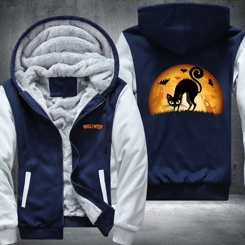 Halloween Black Cat Fleece Hoodies Jacket