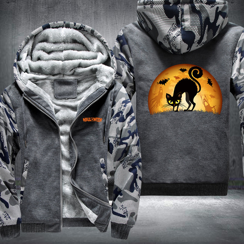Halloween Black Cat Fleece Hoodies Jacket