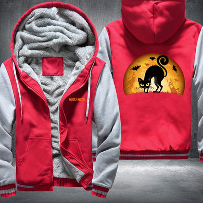 Halloween Black Cat Fleece Hoodies Jacket