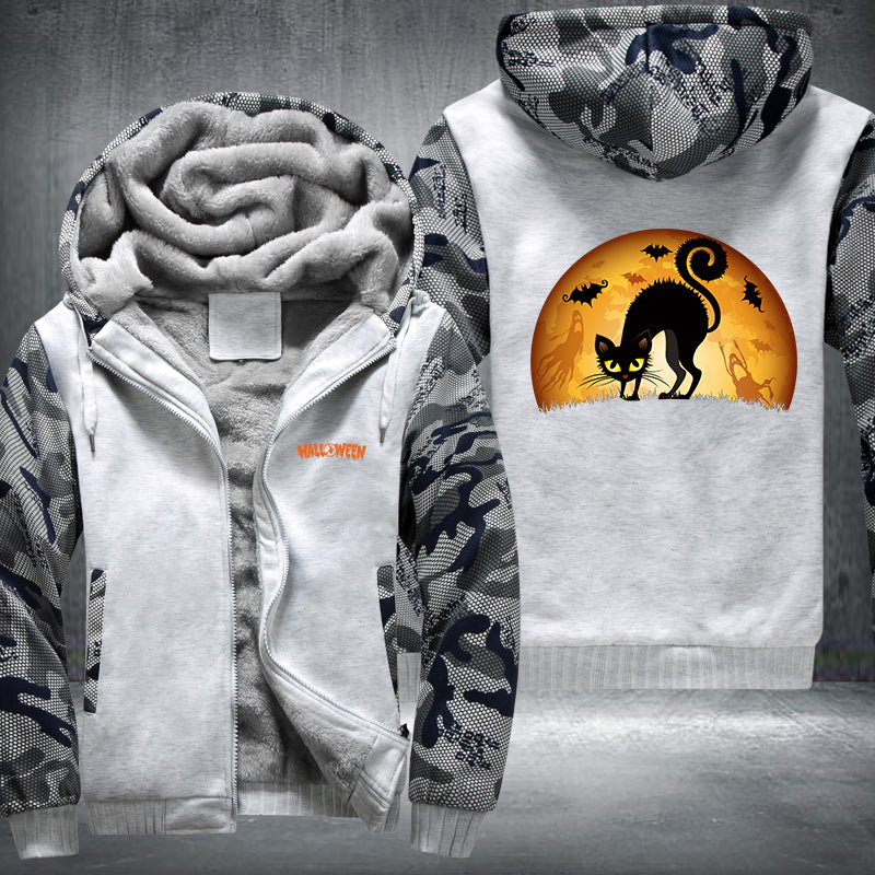 Halloween Black Cat Fleece Hoodies Jacket