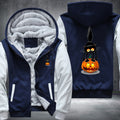 Halloween Black Cat and Scary Pumpkin Fleece Hoodies Jacket