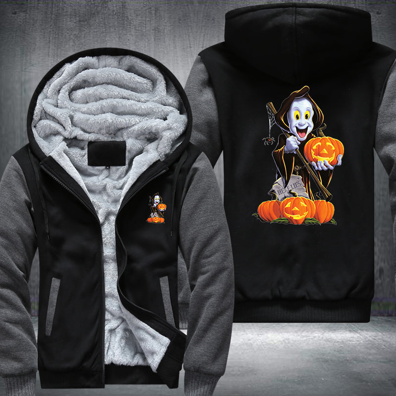 Halloween Ghost and Pumpkin Fleece Hoodies Jacket