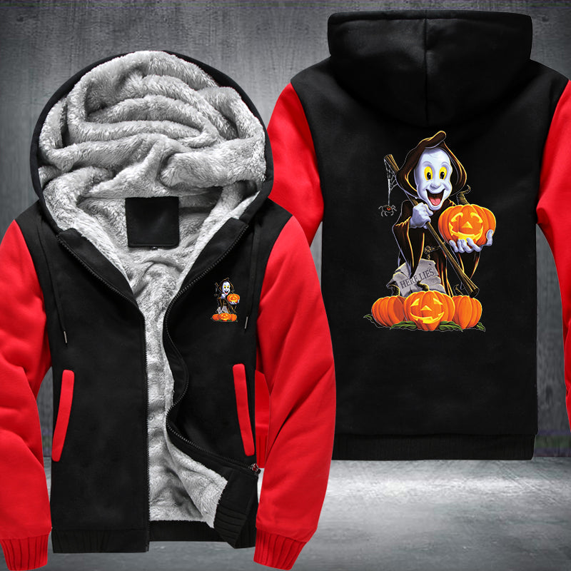 Halloween Ghost and Pumpkin Fleece Hoodies Jacket