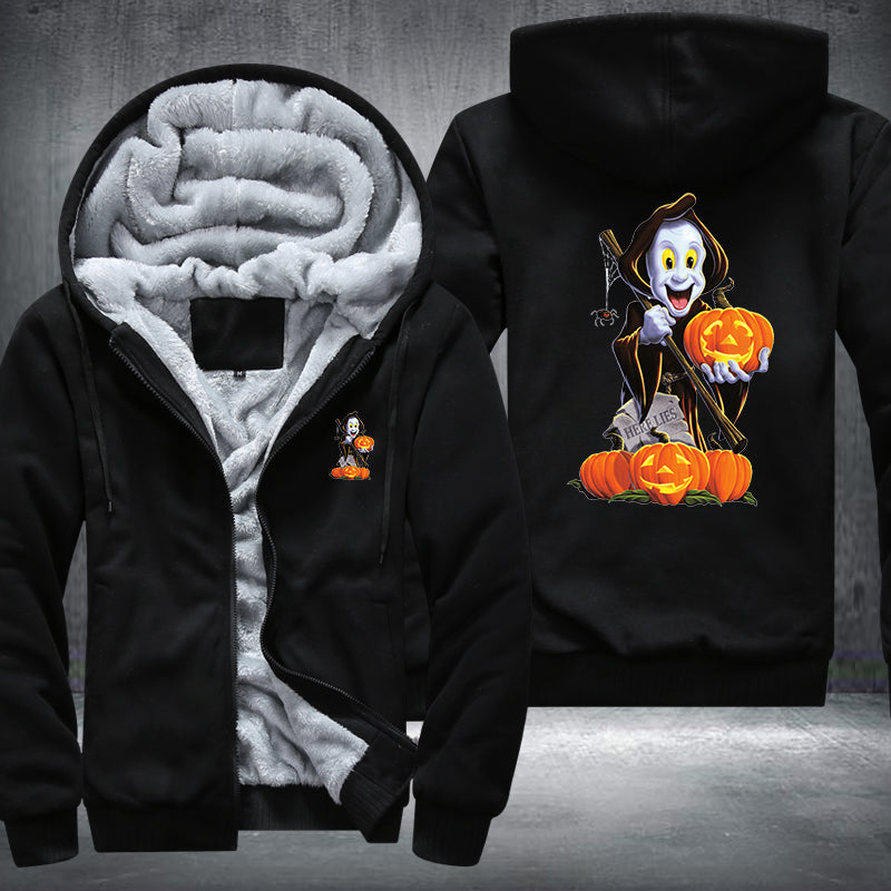Halloween Ghost and Pumpkin Fleece Hoodies Jacket