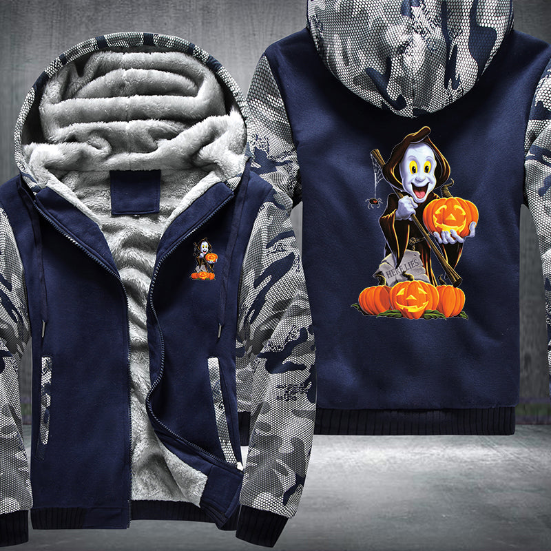 Halloween Ghost and Pumpkin Fleece Hoodies Jacket