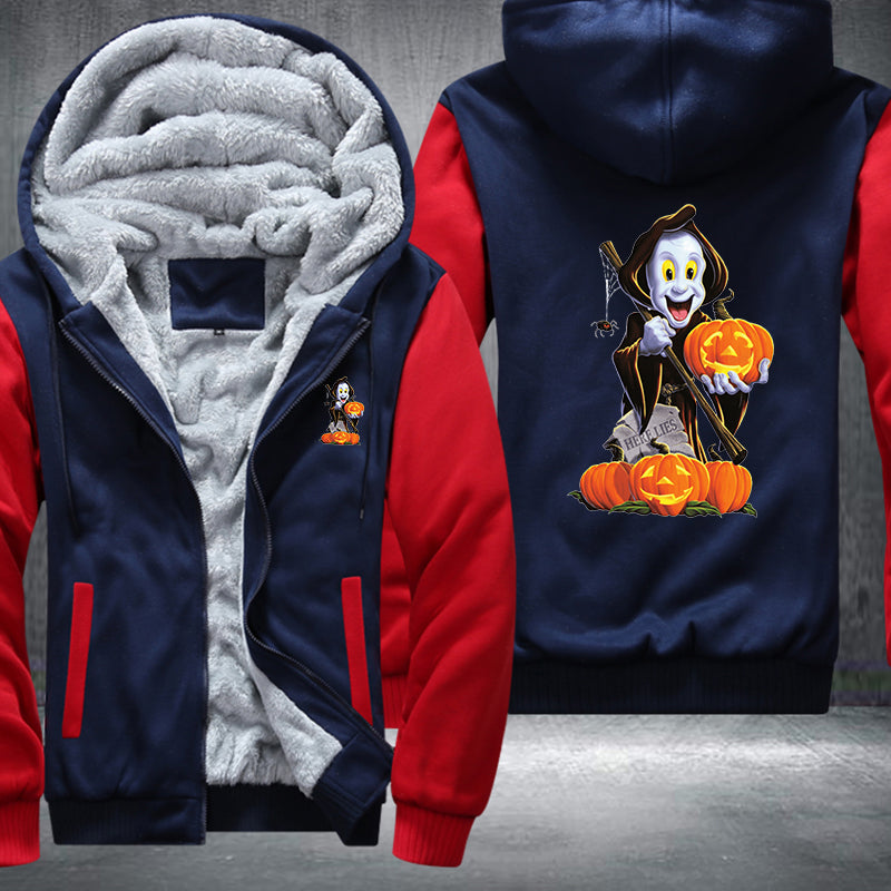 Halloween Ghost and Pumpkin Fleece Hoodies Jacket