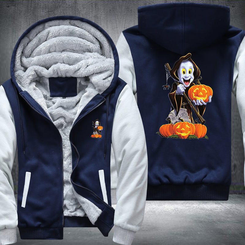 Halloween Ghost and Pumpkin Fleece Hoodies Jacket