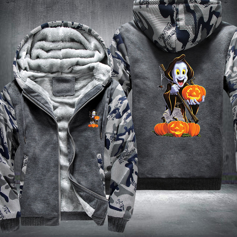 Halloween Ghost and Pumpkin Fleece Hoodies Jacket