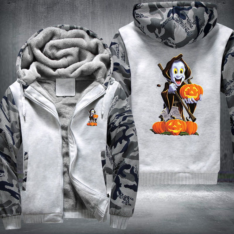 Halloween Ghost and Pumpkin Fleece Hoodies Jacket