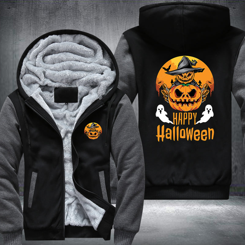 Pumpkin Ghost Happy Halloween Fleece Hoodies Jacket