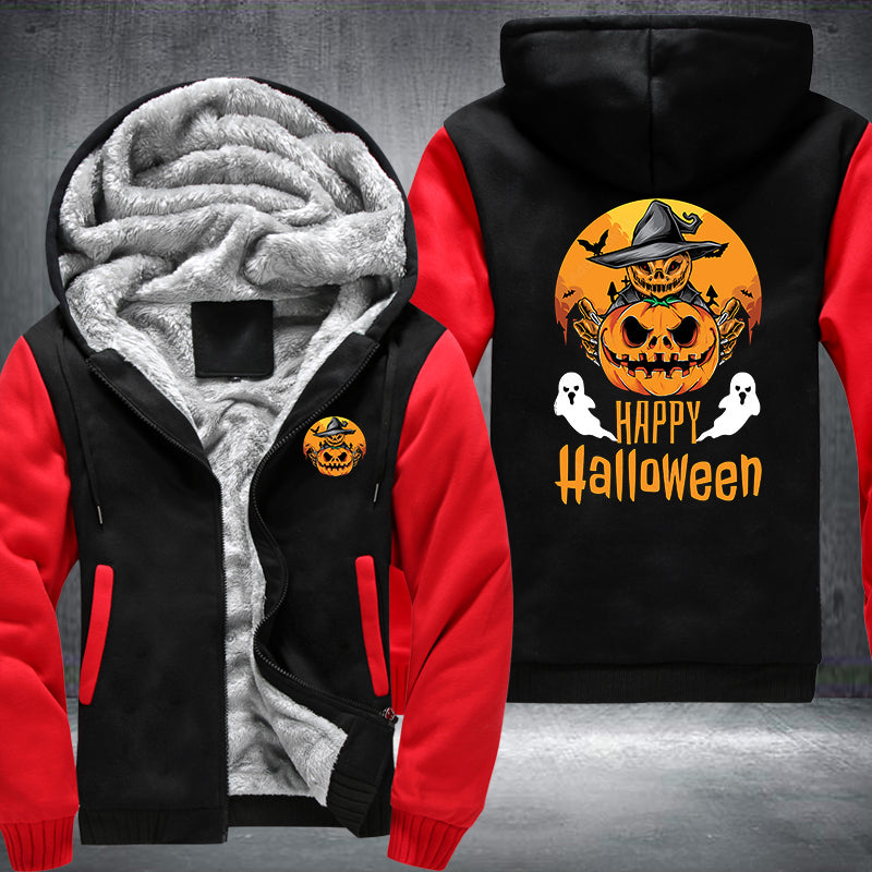 Pumpkin Ghost Happy Halloween Fleece Hoodies Jacket