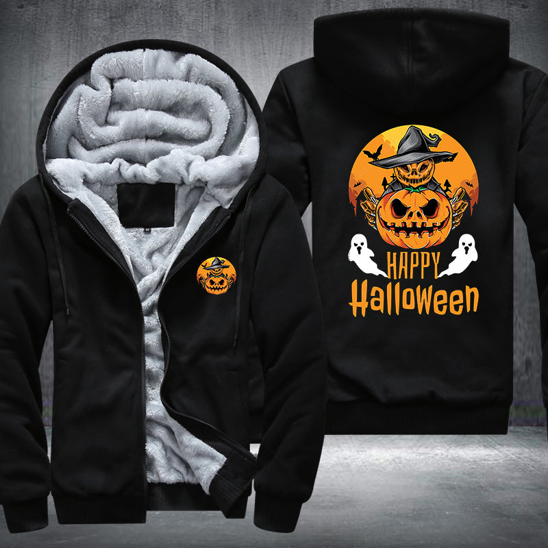 Pumpkin Ghost Happy Halloween Fleece Hoodies Jacket