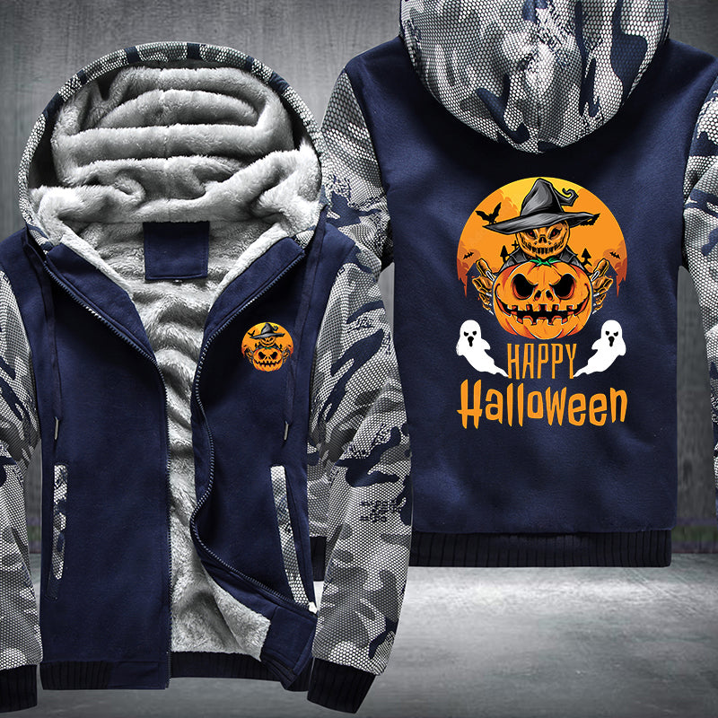 Pumpkin Ghost Happy Halloween Fleece Hoodies Jacket