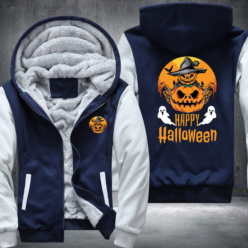 Pumpkin Ghost Happy Halloween Fleece Hoodies Jacket