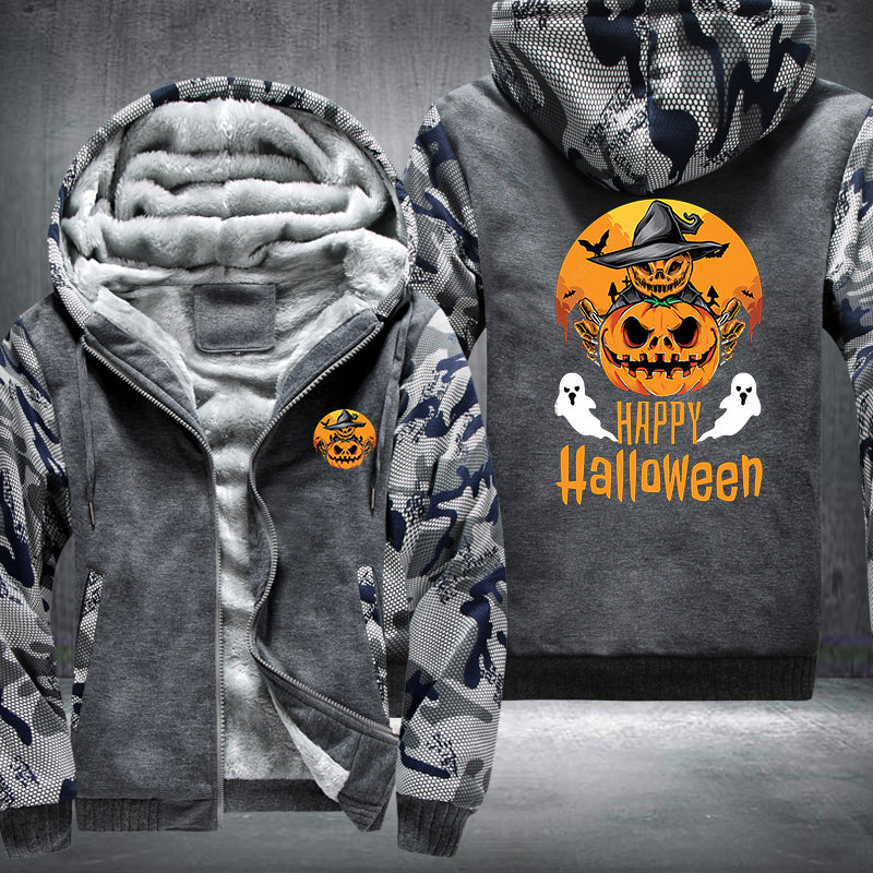 Pumpkin Ghost Happy Halloween Fleece Hoodies Jacket