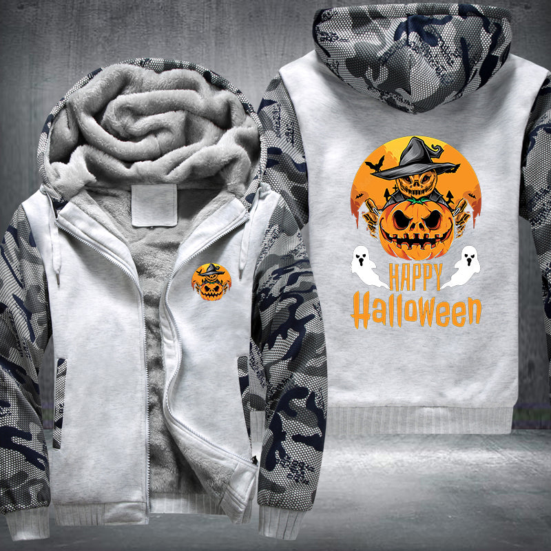Pumpkin Ghost Happy Halloween Fleece Hoodies Jacket