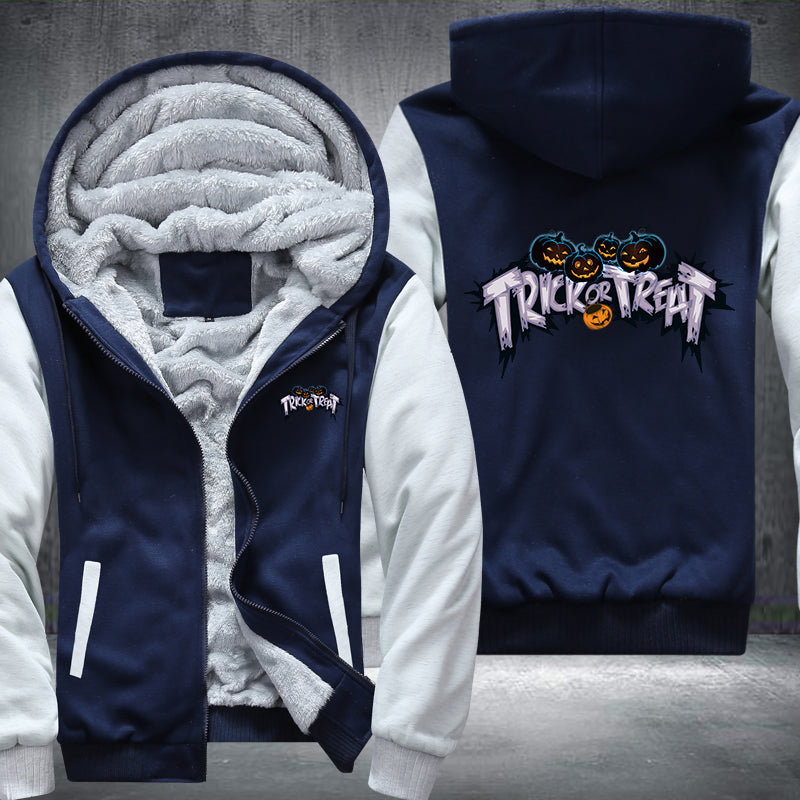 Halloween Pumpkin Trick or Treat Fleece Hoodies Jacket