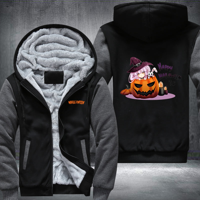 Happy Halloween Cartoon Fleece Hoodies Jacket