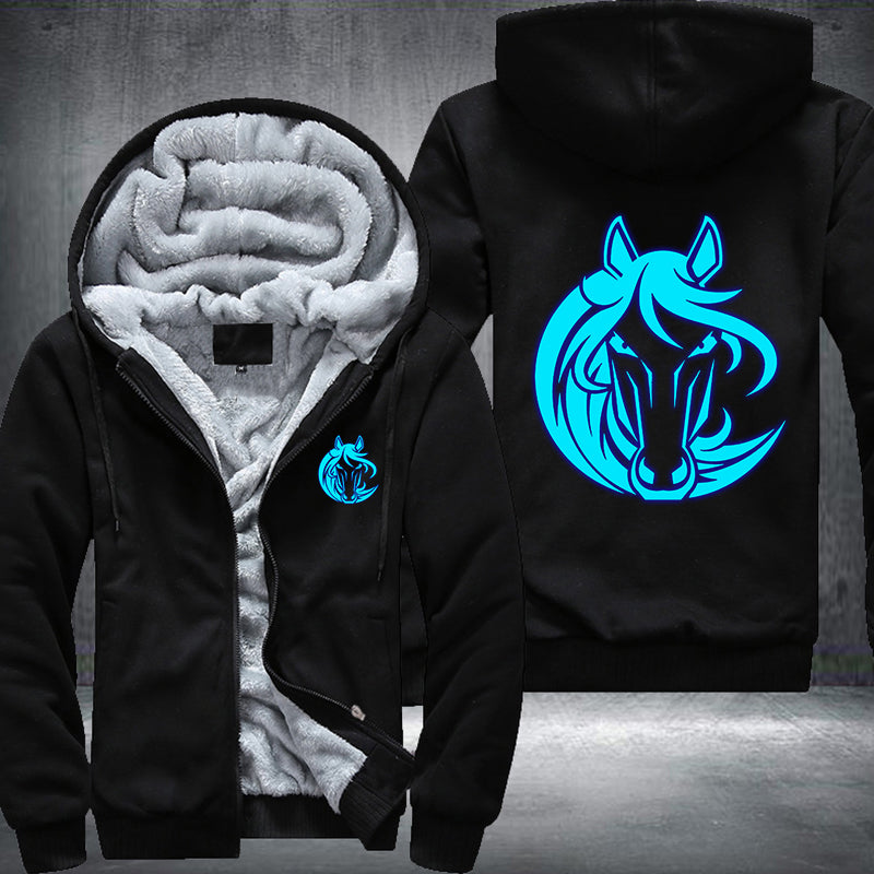 Horse Face Luminous Fleece Hoodies Jacket