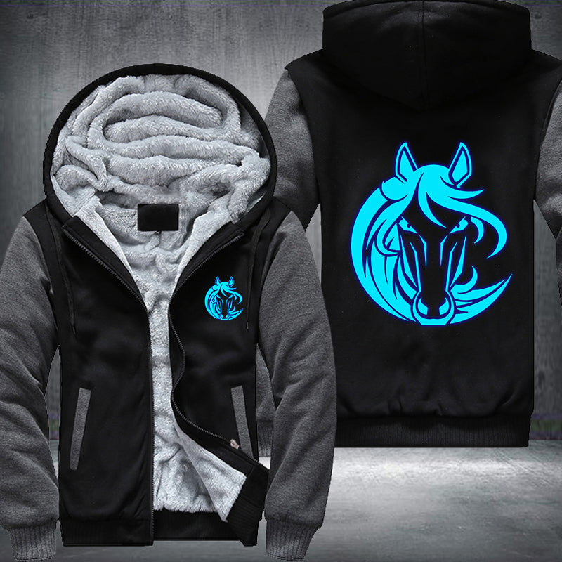 Horse Face Luminous Fleece Hoodies Jacket