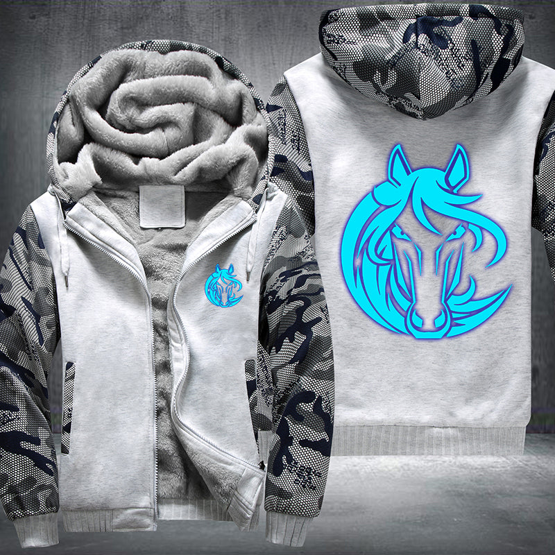 Horse Face Luminous Fleece Hoodies Jacket