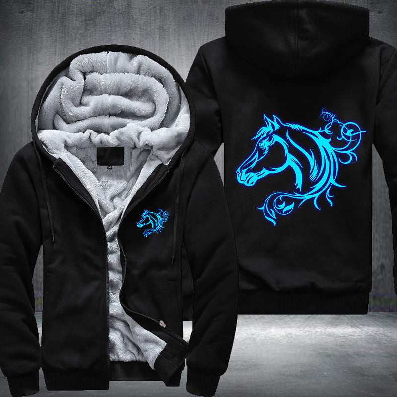 Horse Face Side Luminous Fleece Hoodies Jacket