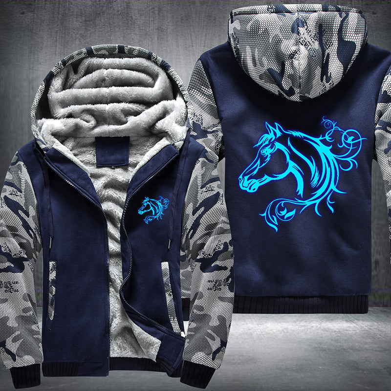 Horse Face Side Luminous Fleece Hoodies Jacket