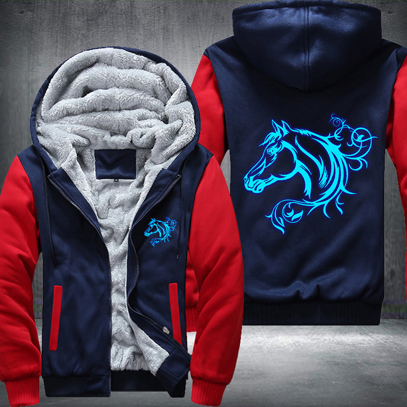 Horse Face Side Luminous Fleece Hoodies Jacket