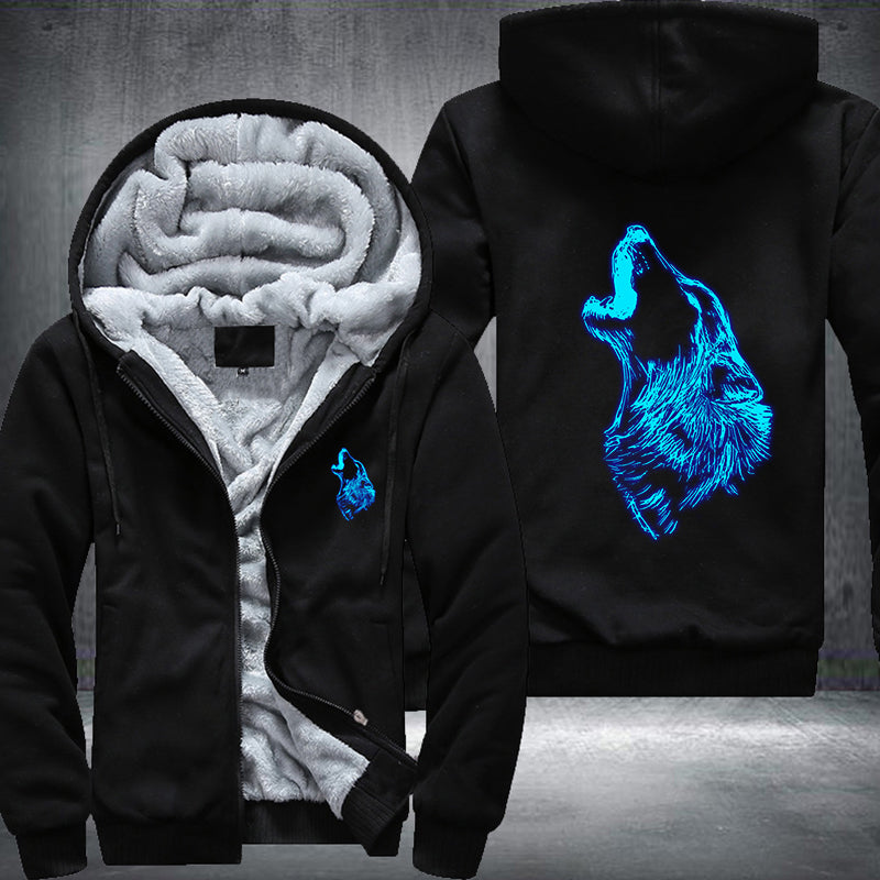 Howling Wolf Luminous Fleece Hoodies Jacket