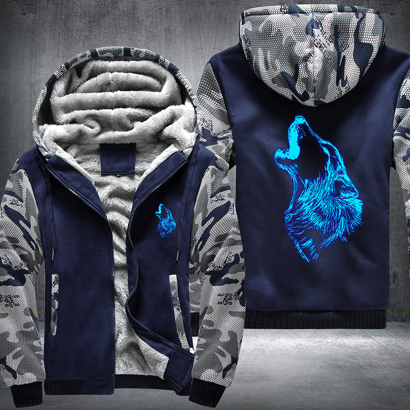 Howling Wolf Luminous Fleece Hoodies Jacket
